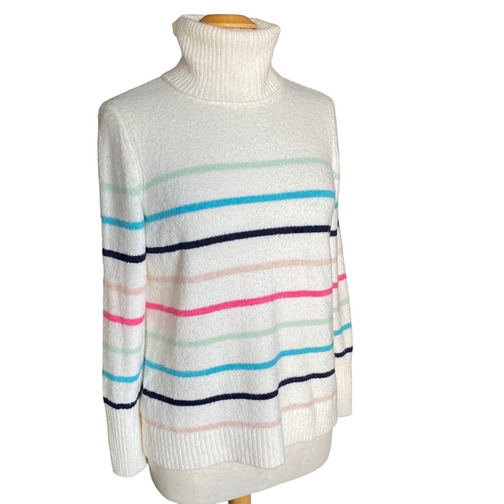 Gap Fuzzy Turtleneck Multi-Colored Stripes Ski Bu… - image 1